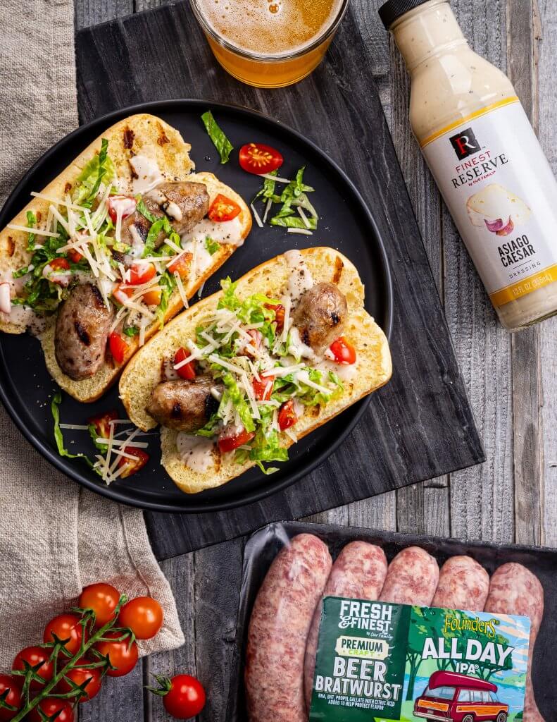 Grilled Caesar Beer Brats
